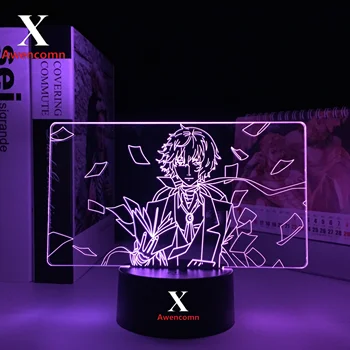 Anime Bungo Potepuških Psov, 3D LED Lučka Osamu Dazai za Soba Dekor Darilo za Rojstni dan Noč Svetlobe LED Neon Luči Osamu Dazai