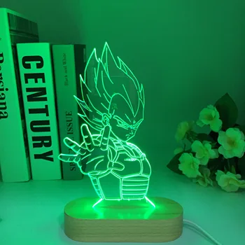 Anime Slika Lesena 3D LED 16 Barv Spreminjanje namizne Svetilke Risanka Nočne Lučke za Otroke, Soba Dekor Darilo za Rojstni dan Noč Svetlobe