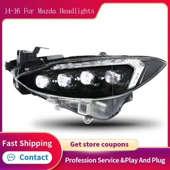 Avto Styling Glavo Svetilka za Mazda 3 Axela LED Smerniki 2014-2016 Žarometi Mazda 3 DRL Vključite Signal High Beam Angel Eye Projektor