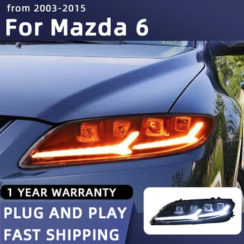 Avto Styling Žarometi za Mazda 6 LED Svetilko Glavo 2003-2015 Vodja Svetlobe DRL Signal Projektor Objektiv brez Motornih