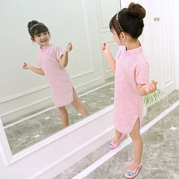 Baby Dekleta Kitajski Slog QiPao Obleko Znamke Cvetlični Cheongsam za Dekleta, Otroci Uspešnosti Kostum