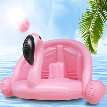 Baby Float Sedež z Dežnik Nadstrešek Napihljivi Flamingo Swan Shark Plavalni Obroč Cevi Otroci Poletje Bazen Igrače Plavati Obroč