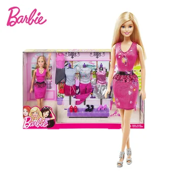 Barbie Prvotni Barbie Lutka Moda Dejavnosti Oblačila Giftset Barbie Pribor Dekle Igrača Najboljše za Rojstni dan Chirsmas Darilo DKY29 GFB82