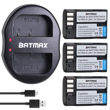 Batmax 3Pcs D-LI90 DLI90 Digitalni Baterija +USB Dvojni Polnilnik Za PENTAX K-7, K-7D K-5, K-5 II 645D K01 K-3 K-3 II 645Z L15