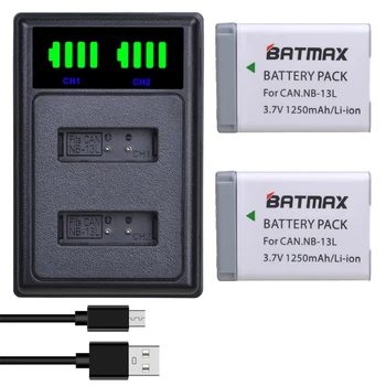 Batmax NB-13L NAPOTILO 13L NB13L Baterija+LED Dvojni Polnilnik z ukazom C Vrata za Canon PowerShot G5X G7X G9X G7 X Mark II G9 X,SX620