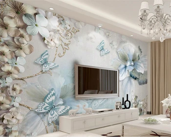 Beibehang de papel parede 3D ozadje, dnevna soba ozadje po meri Sredozemskega cvetja metulj 3D fotografije za ozadje freske
