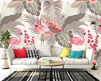 beibehang ozadje po Meri Nordijska minimalističen majhne sveže flamingo tropskih listi TV ozadju de papel parede papier peint