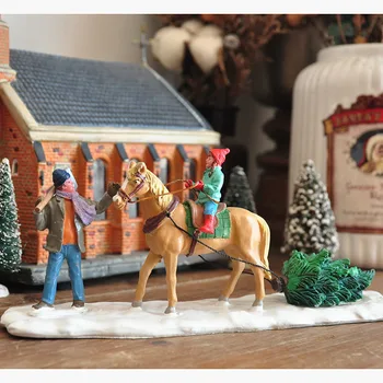 Božični Dekor Ročno Poslikane Božič Krajine Konj Potegne Božično Drevo Figur Doma Dekor Počitnice Ornament Božična Darila