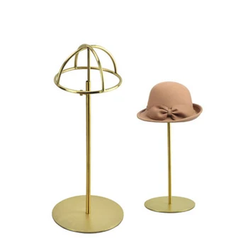 Brezplačna dostava Kovinski Klobuk zaslon hat stojalo Zlato klobuk zaslon stojalo iz nerjavečega jekla klobuk imetnik skp zaslon HH014-Brušena Zlato