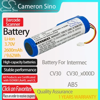 CameronSino Baterija za Intermec CV30 CV30_x000D ustreza Intermec AB5 črtne kode Skener baterijo 2600mAh/9.62 Wh 3.70 V Li-ion Modra