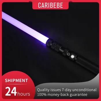 CARIBEBE RGB Kovinski Lightsaber Laser Meč Polnjenje prek kabla USB 7 Barve Z Napadom Zvok, FX Dvoboj LED Igrače Aluminija Ročaj Xmas Darila