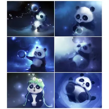 Celoten Kvadratni Krog Sveder Diamantni Slikarstvo Panda 5D Diy Diamond Vezenje Živali Mozaik Ročno Obrt Sliko Nosorogovo
