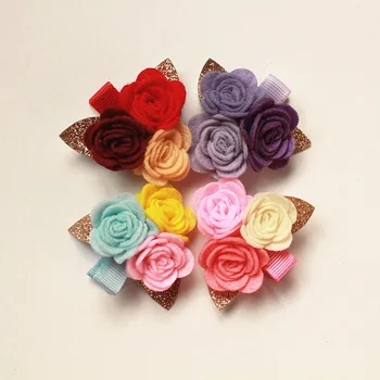Cvet Korejski Rose Bleščice Počutil Ostra Cvetlični Sponke Za Lase Multicolor Dekleta Bleščice Listov Lase, Nositi Mini Cvet Roza Vrtnice Lasnice