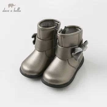 DB11302 Dave Bella zima dekle moda otroci škornji usnjeni čevlji dekle visoke kakovosti čevlji usnjeni lok čevlji