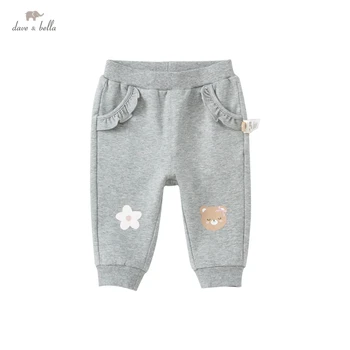 DBJ18252-2 dave bella jeseni baby dekleta modni risanka hlače otrok celotno dolžino otroci dekle hlače za malčke malčka hlače