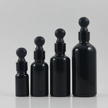 debelo 50pcs 10 ml svetlečim črnim kapalko steklenica s črnim kapalko skp,10 ml steklena črna kapalko steklenico za eterično olje