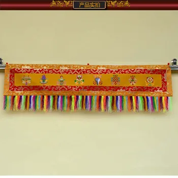 Debelo Budizem v Tibetu Nepal družinski Tempelj, Oltar Osem ugoden simboli Vezenje steno, Vrata header banner zavese zastori
