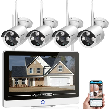 Debelo Pametni Dom 1080P z 12-palčni LCD-Zaslon Brezžična Varnost CCTV Kamere P2P 1080P 4CH WiFi IP Kamera Kit