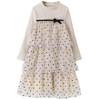 Dekleta Očesa Mozaik Obleko 2022 Pomlad Novega Otroka Otroci Princesa Obleke Otrok Srčkan Polka Dot Oblačila, #6720