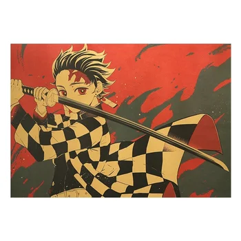 Demon Slayer je Rezilo Anime Znakov Kamado Tanjirou Nostalgično Retro Kraft papir, Kraft Papir za Plakat Bar Cafe Dekor Slikarstvo Anime Plakat