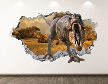 Dinozaver vinilna - Divji Gozd 3D Razbil Wall Art Nalepke Otroci Soba Dekor Vinil Doma Plakat po Meri Darilo KD336