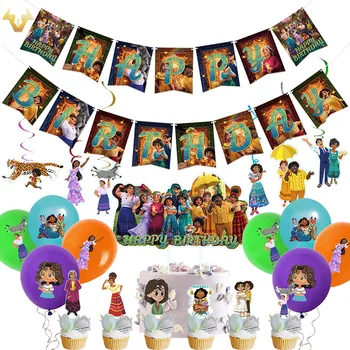 Disney Pixar Encanto Rojstni dan Okraski Stranka Posode za Enkratno uporabo Blaga Nastavitev Papirja Napkin Plošče Pokal Otroci Igrače za Otroke