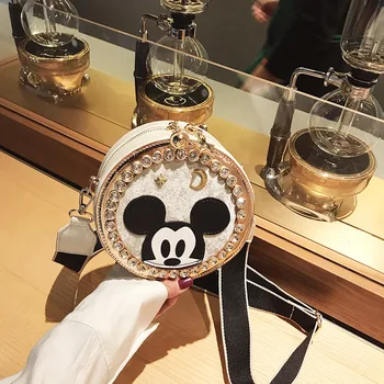 Disney pomlad računi zakovice diamond vrečko Mickey mouse vrečko ženski nov modni divje ramenski messenger bag majhne okrogle vrečke