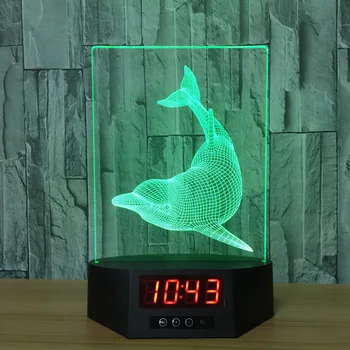 Dolphin Ura 3D vizualni akril vzorec led nočna lučka 7 barvo daljinski upravljalnik Dolphin akcijska figura, Soba dekoracijo X03