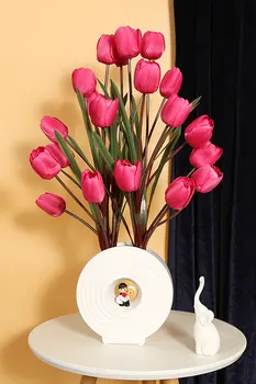Doma Dekor Umetno Tulipani Metulj Orhideja, Magnolia Svile Cvet Simulacije Tulipanov Cvetje Notranjo Dekoracijo Okraski Lončnice