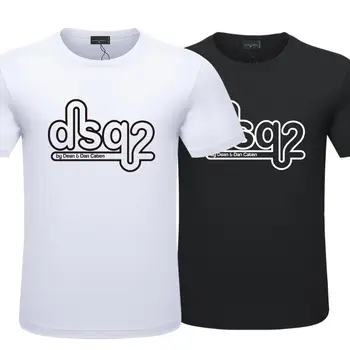 DSQ2 Moške Bombaž Poletje Trendy Priložnostne Kratek Rokav Vrh Pismo Tiskanje Krog Vratu T-Shirt IC-DT803