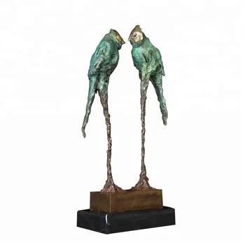 DW-206 Povzetek Bronasto Nekaj Papige, Kiparstvo Zelena ptica ljubezni Živali Kovinske Obrti Figur Poročno darilo dekor