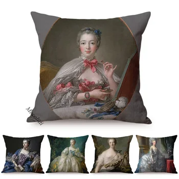 Elegantno Madame De Pompadour Umetniški Portret Luksuzni Okrasni Vzglavnik Nordijska Znanih Marquis Gospa Oljna Slika, Blazine Pokrov