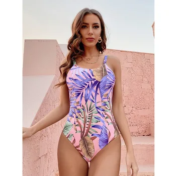 En Kos Kopalke Ženske 2023 Nov Tropski Tiskanja Brazilski Kopalke Monokini Backless Trikotnik Bikini Plažo Kopel Obleko Poletje