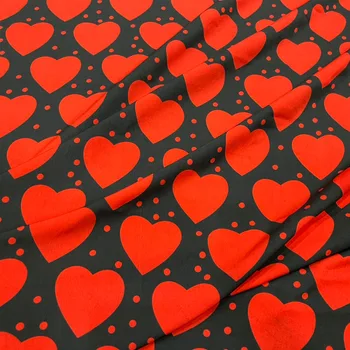 Evropa In Amerika Srce Ljubezni/Pika Natisnjeni Posnemati Dvojni Krep, Tkanina Za Žensko Bluzo Obleko Hlače Tessuto Sl Tissu Tela DIY