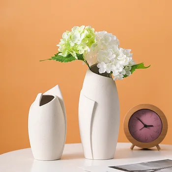 Evropski stil keramične vaze Preprosto belo navaden zarodek majhne keramične vaze dekoracijo dnevne sobe TV omarico, suhe rože za dekoracijo