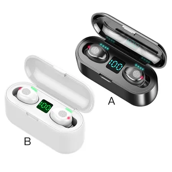F9-2 TWS Bluetooth 5 0 Brezžične Slušalke Mini HI-fi Zmanjšanje Hrupa V uho Stereo Slušalke Touch Kontrole LED Zaslon Slušalke