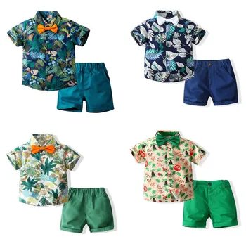 Fantje Obleke Plaži Poletje 2 Kos Določa otroška Oblačila Otroci Priložnostne Srajco, Hlače, Visoke Kakovosti Otrok Oblačila Moda Cvetlični Vroče