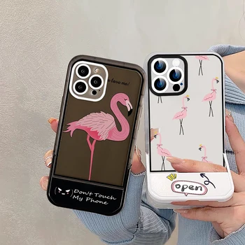 Flamingo Stojalo Držalo Primeru za iPhone 14ProMax 14Plus 13 12 11 Pro Max Mehki Silikonski Fundas prosojna Zaščita Zadnji Pokrovček