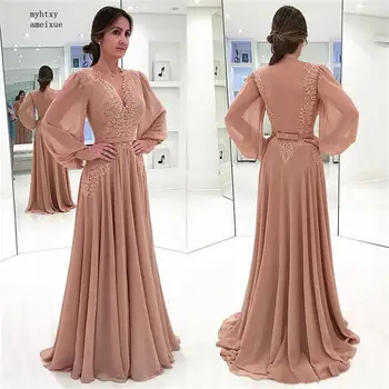 Haljo Musulmane Soiree Eleganten Dolg Rokav Večerno Obleko 2020 Dolgo Šifon Dubaj Večerno Obleko Seksi Formalna Obleka S Pasom Poceni