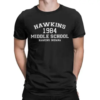 Hawkins Srednji Šoli 1984 t shirt za moške Neznancu, kar Letnik Tees Kratek Rokav O Vratu T-Majice 100% Bombaž Poletne Obleke