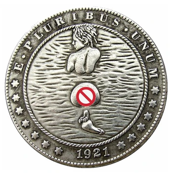 HB(51) NAS 1921 Morgan Dolar Skitnica Kovanec Silver Plated Kopija Kovanca Lobanje Kovanec