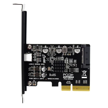 High Speed USB 3.2 PCIE PCI Express Širitev Kartico PCI-E 4X da USB3.2 Gen2 x2 Tip-c Krmilnik Gostitelja Kartico 20Gbps za Namizje