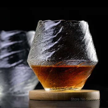 Japonski EDO Kristalno Whisky Čeden Stekla Snežinke, ki Padajo Umetnine alkoholnih Pijač XO Žganje Snifter Viski, Vino Pokal Lesene Box Set Darilo