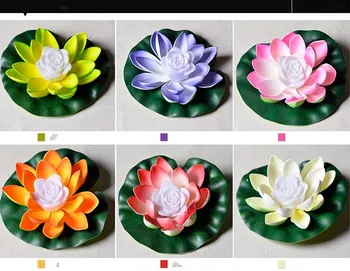 Kakovosti AAA Umetne Svile LED Plava Lotus Flower S Pisanimi Spremenila Luč Za svate Odlikovanja