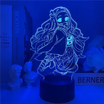 Kimetsu Ne Yaiba 3D Led Nočna Lučka Kamado Nezuko Vzdušje ob Postelji Noč Svetilke za Spalnice Otroci Tabela 3D Lučka Demon Slayer
