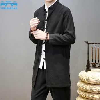Kitajska Tradicionalna Oblačila za Moške Dolg Jarek Plašč Kitajski Majica Tang bo Ustrezala Kung Fu Orientalski Oblačila za Moške Hanfu Jakno Plašč