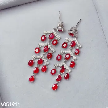 KJJEAXCMY fine nakit naravnih Ruby 925 sterling srebro ženske uhane podporo test trendy
