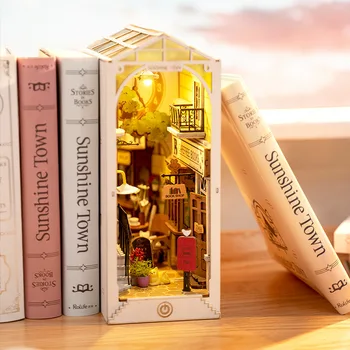 Knjiga Diy Lutke Pohištvo 4 Vrste Booknook Bookends Model Komplet Z Led Luči Za Na Polico Vstavite Dekor Božična Darila