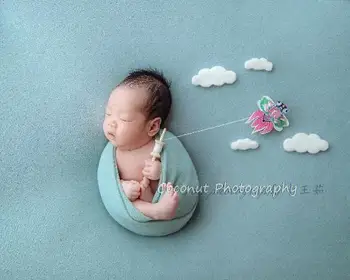 Kokosovo Novorojenčka Fotografija PropsBaby polna luna mini kite z oblak lahko noč otrok fotografija rekviziti kombinacija