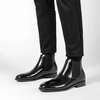 Korejski slog mens priložnostne poslovnih urad formalno obleko gleženj škornji black brown oblikovalec čevljev kavboj chelsea zagon kratek botas človek